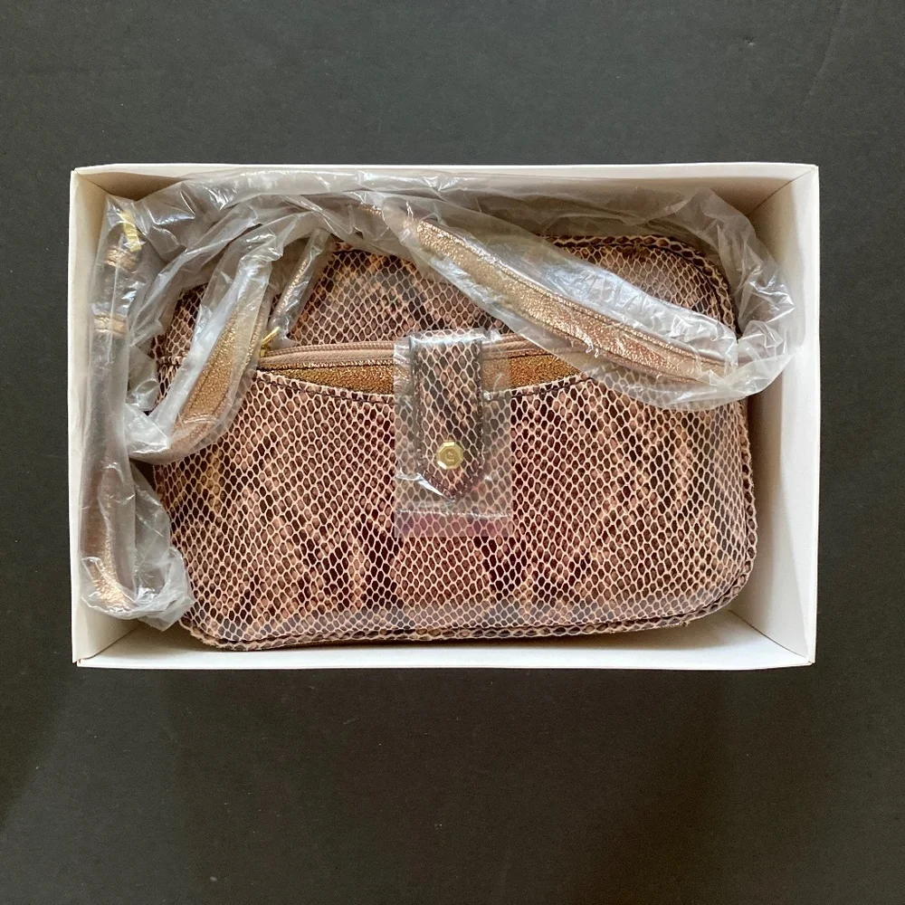 G.I.L.I. Got It Love It Leather Crossbody/Blush Snake/Pouch/NEW/NEVER USED!